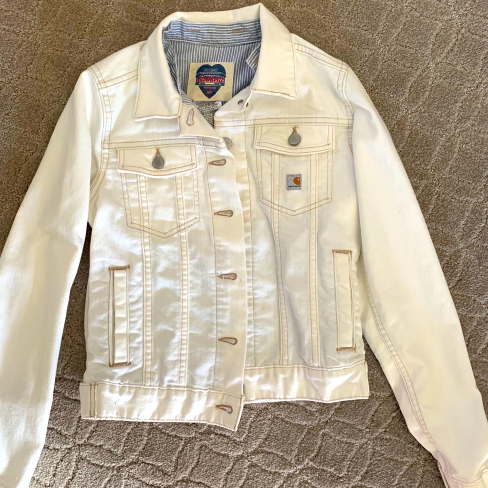 Carhartt white denim jacket